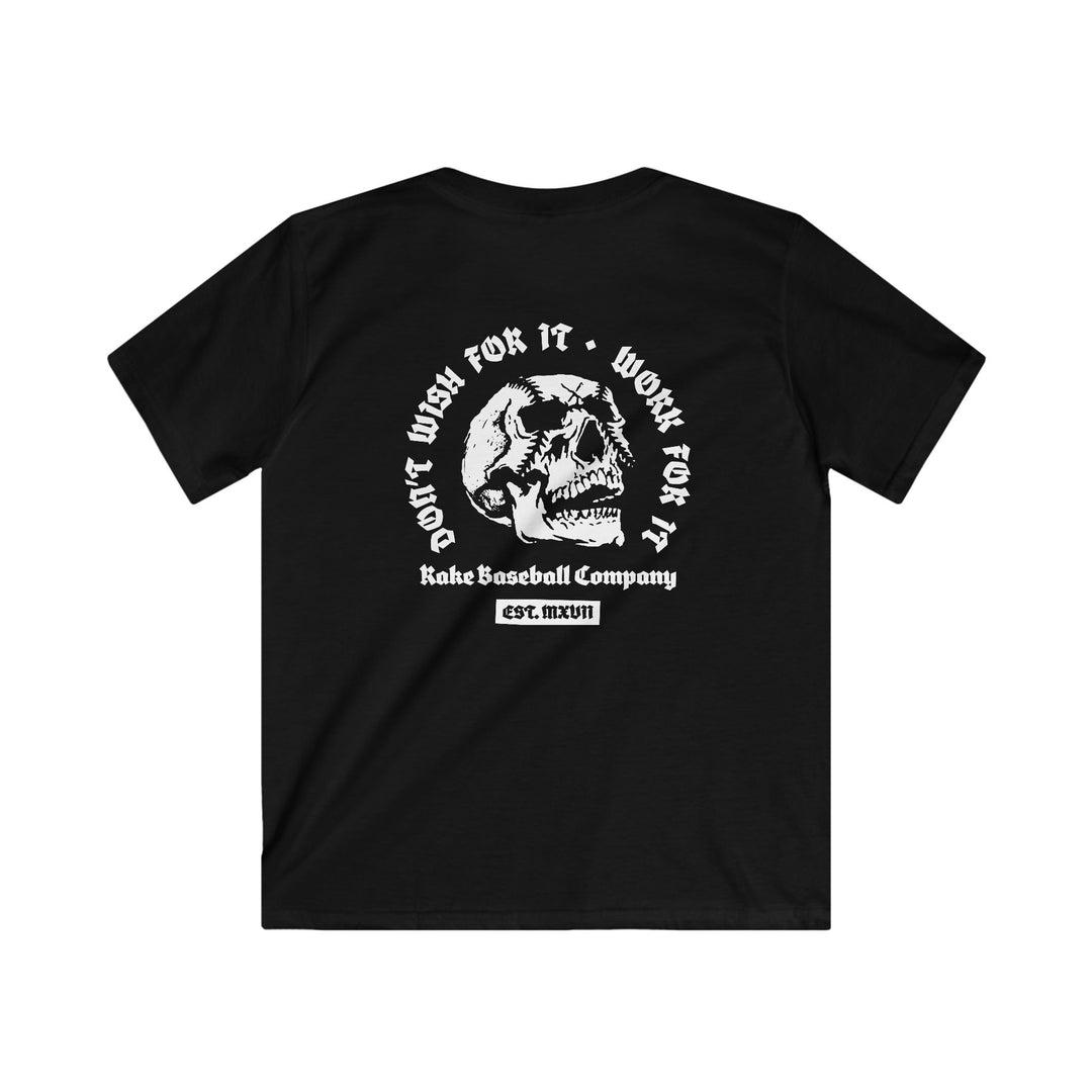 Kids Skull Work For It Tee - Rake Baseball Company - RAKE BASEBALL | BASEBALL T-SHIRT | BASEBALL CLOTHING | GOOD VIBES ONLY