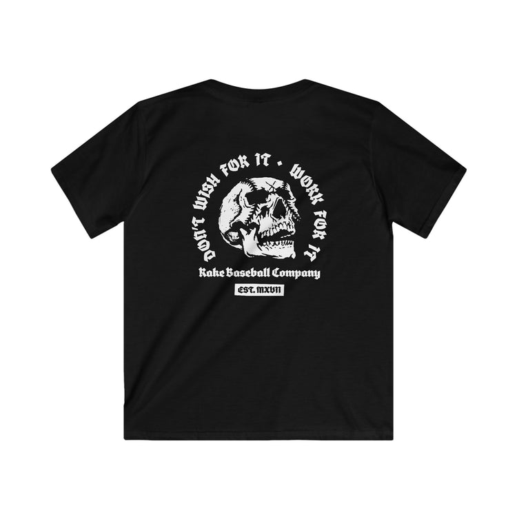 Kids Skull Work For It Tee - Rake Baseball Company - RAKE BASEBALL | BASEBALL T-SHIRT | BASEBALL CLOTHING | GOOD VIBES ONLY