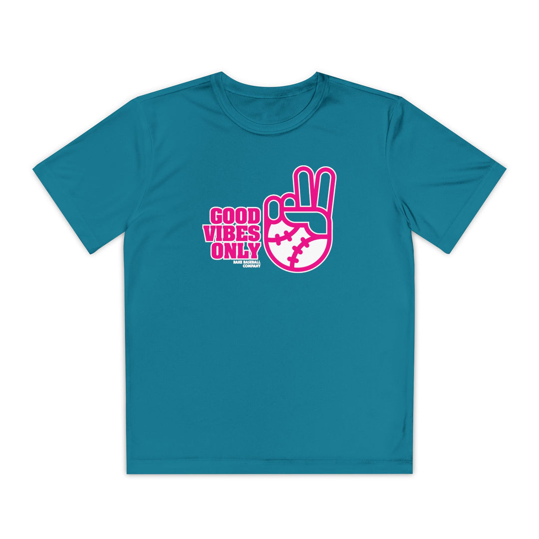 Kids Good Vibes Only Dry Fit Tee - Rake Baseball Company - RAKE BASEBALL | BASEBALL T-SHIRT | BASEBALL CLOTHING | GOOD VIBES ONLY