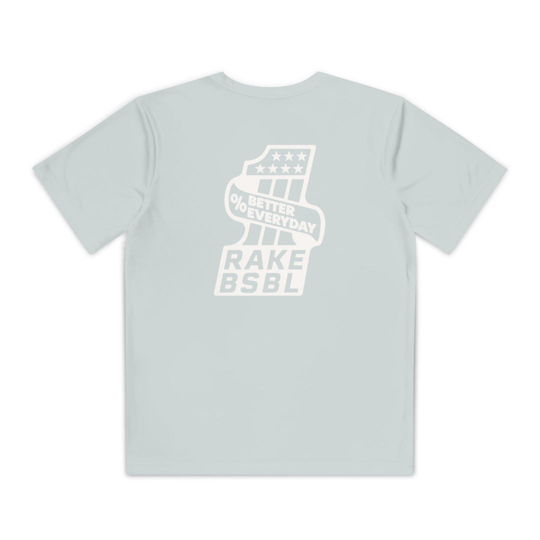 Kids One Percent Better Dry Fit Tee - Rake Baseball Company - RAKE BASEBALL | BASEBALL T-SHIRT | BASEBALL CLOTHING | GOOD VIBES ONLY