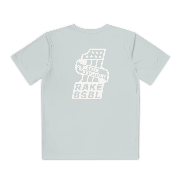Kids One Percent Better Dry Fit Tee - Rake Baseball Company - RAKE BASEBALL | BASEBALL T-SHIRT | BASEBALL CLOTHING | GOOD VIBES ONLY