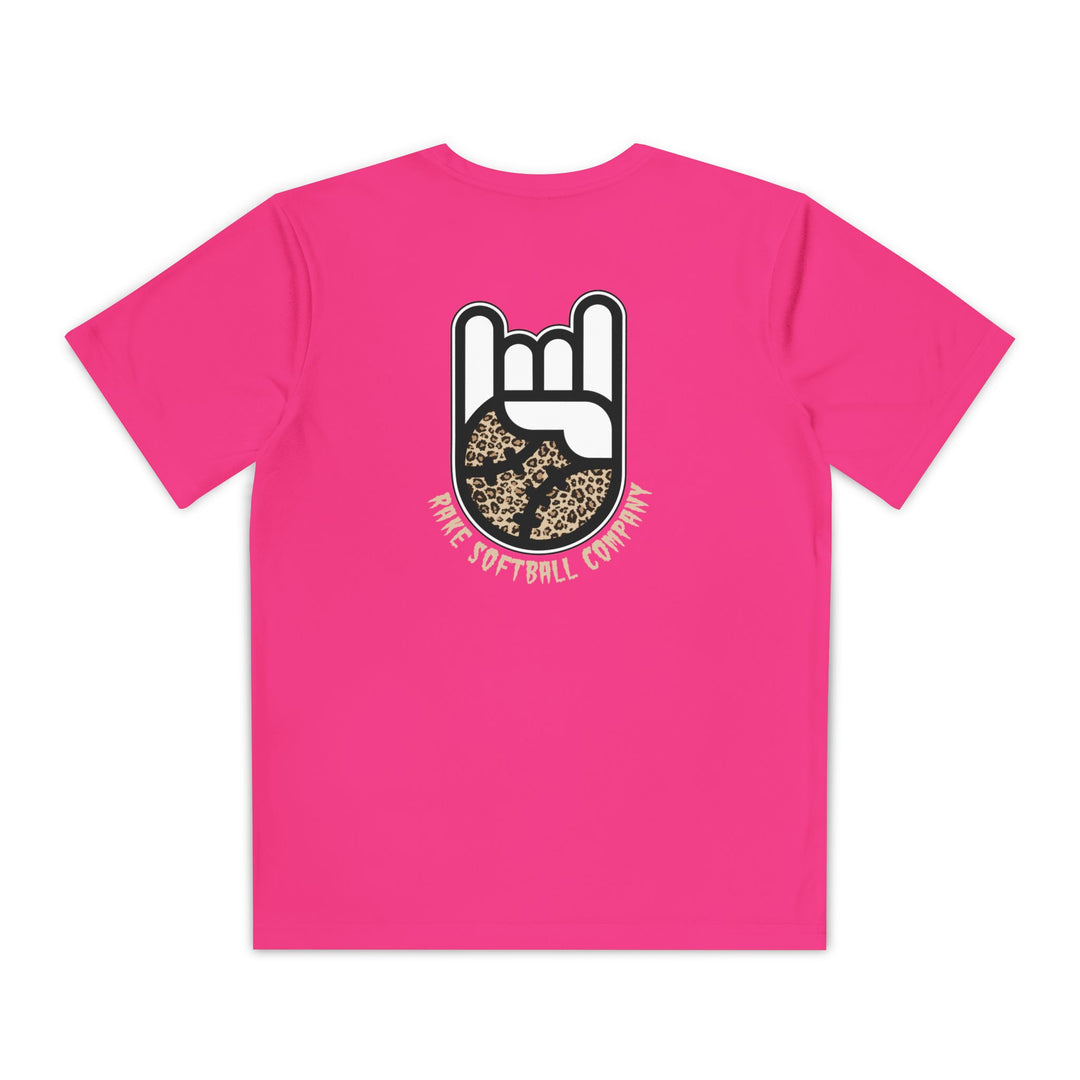 Kids Rake Cheetah Softball Company Dry Fit Tee - Rake Baseball Company - RAKE BASEBALL | BASEBALL T-SHIRT | BASEBALL CLOTHING | GOOD VIBES ONLY