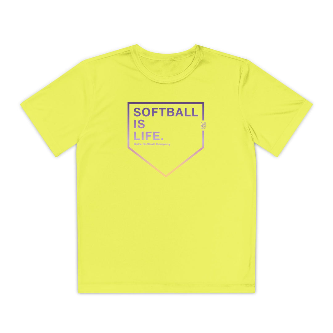 Kids Softball Is Life Dry Fit Tee - Rake Baseball Company - RAKE BASEBALL | BASEBALL T-SHIRT | BASEBALL CLOTHING | GOOD VIBES ONLY