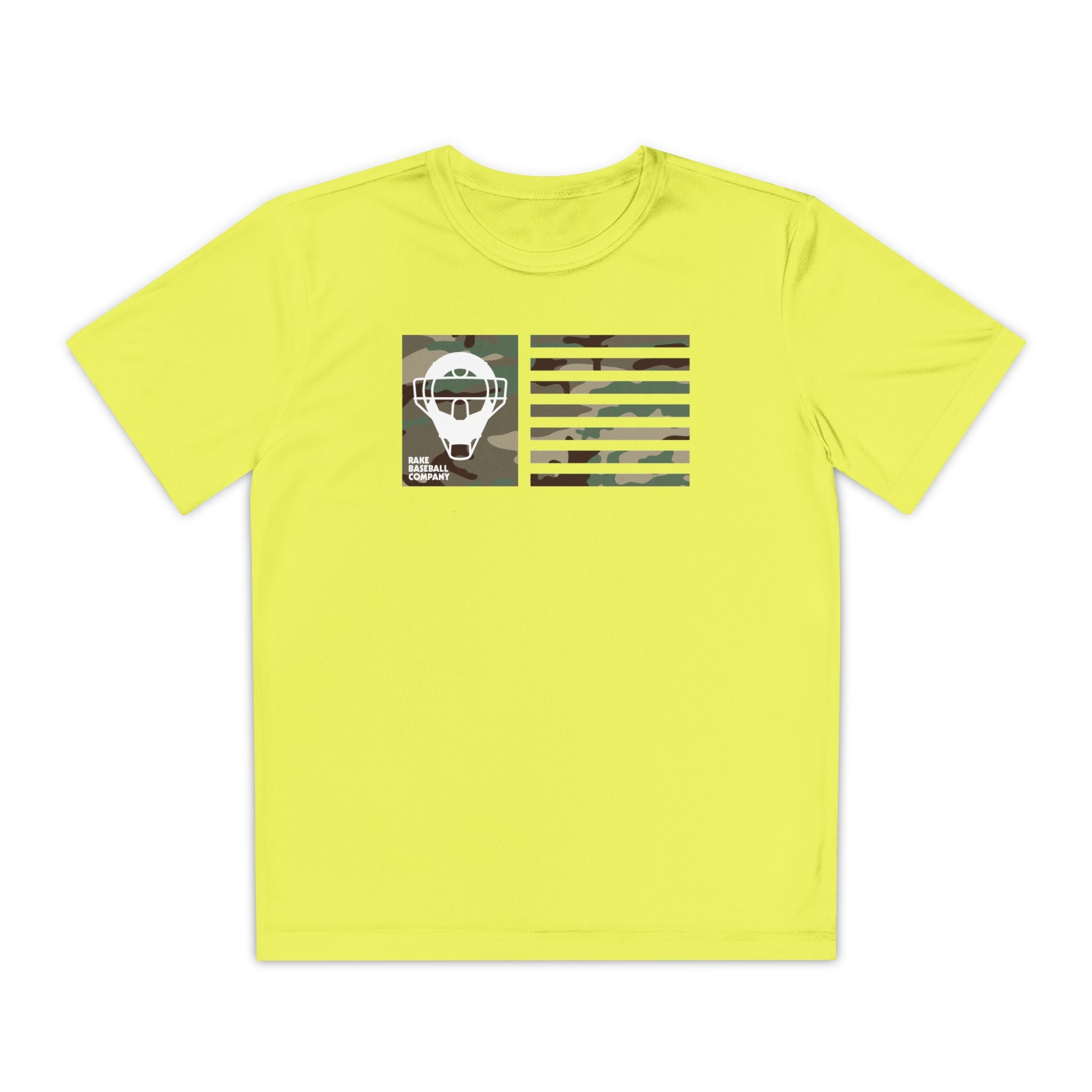 Kids Came Catchers Mask Flag Dry Fit Tee - Rake Baseball Company - RAKE BASEBALL | BASEBALL T-SHIRT | BASEBALL CLOTHING | GOOD VIBES ONLY