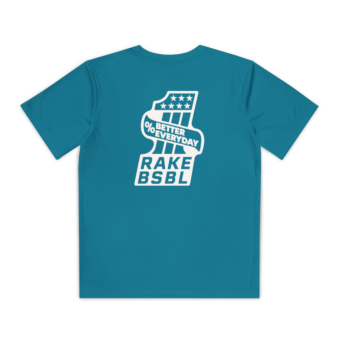 Kids One Percent Better Dry Fit Tee - Rake Baseball Company - RAKE BASEBALL | BASEBALL T-SHIRT | BASEBALL CLOTHING | GOOD VIBES ONLY