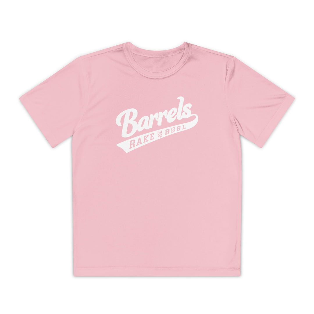 Kids Barrels Dry Fit Tee - Rake Baseball Company - RAKE BASEBALL | BASEBALL T-SHIRT | BASEBALL CLOTHING | GOOD VIBES ONLY