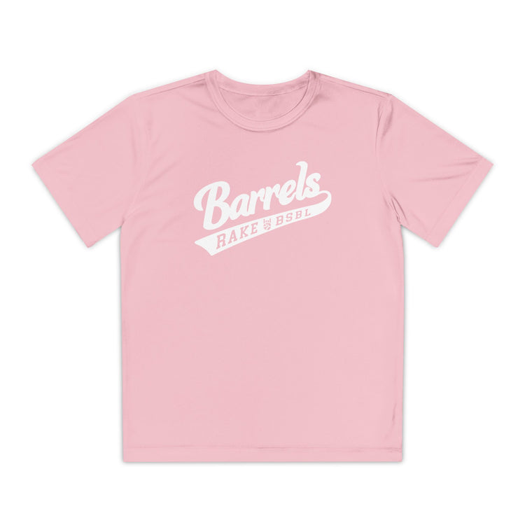 Kids Barrels Dry Fit Tee - Rake Baseball Company - RAKE BASEBALL | BASEBALL T-SHIRT | BASEBALL CLOTHING | GOOD VIBES ONLY