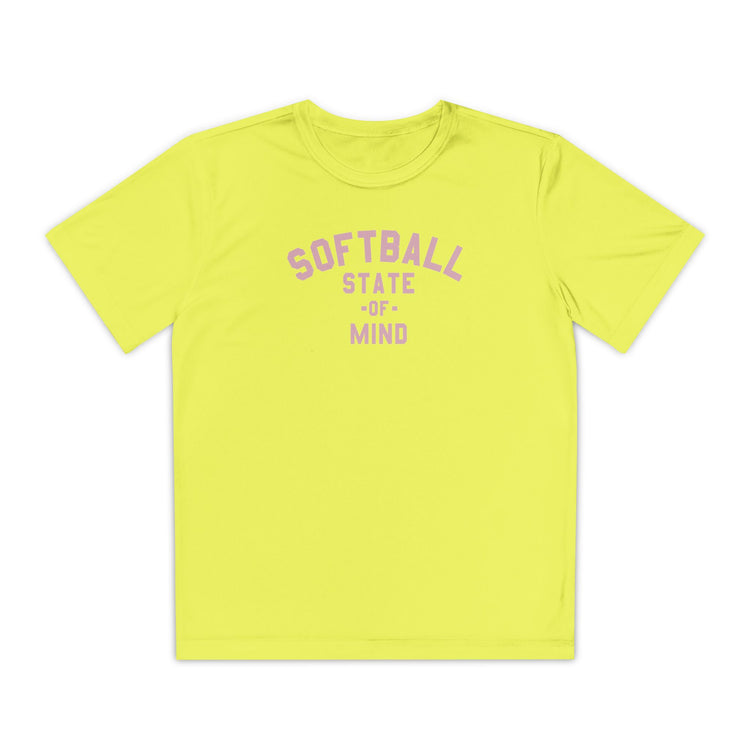 Kids Softball State Of Mind Dry Fit Tee - Rake Baseball Company - RAKE BASEBALL | BASEBALL T-SHIRT | BASEBALL CLOTHING | GOOD VIBES ONLY