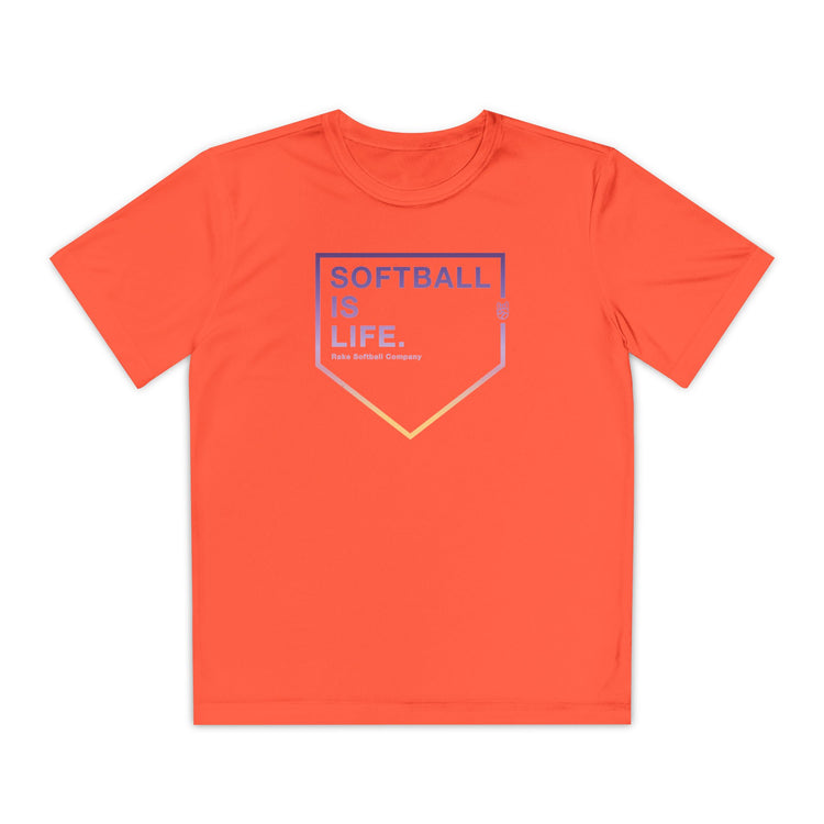 Kids Softball Is Life Dry Fit Tee - Rake Baseball Company - RAKE BASEBALL | BASEBALL T-SHIRT | BASEBALL CLOTHING | GOOD VIBES ONLY