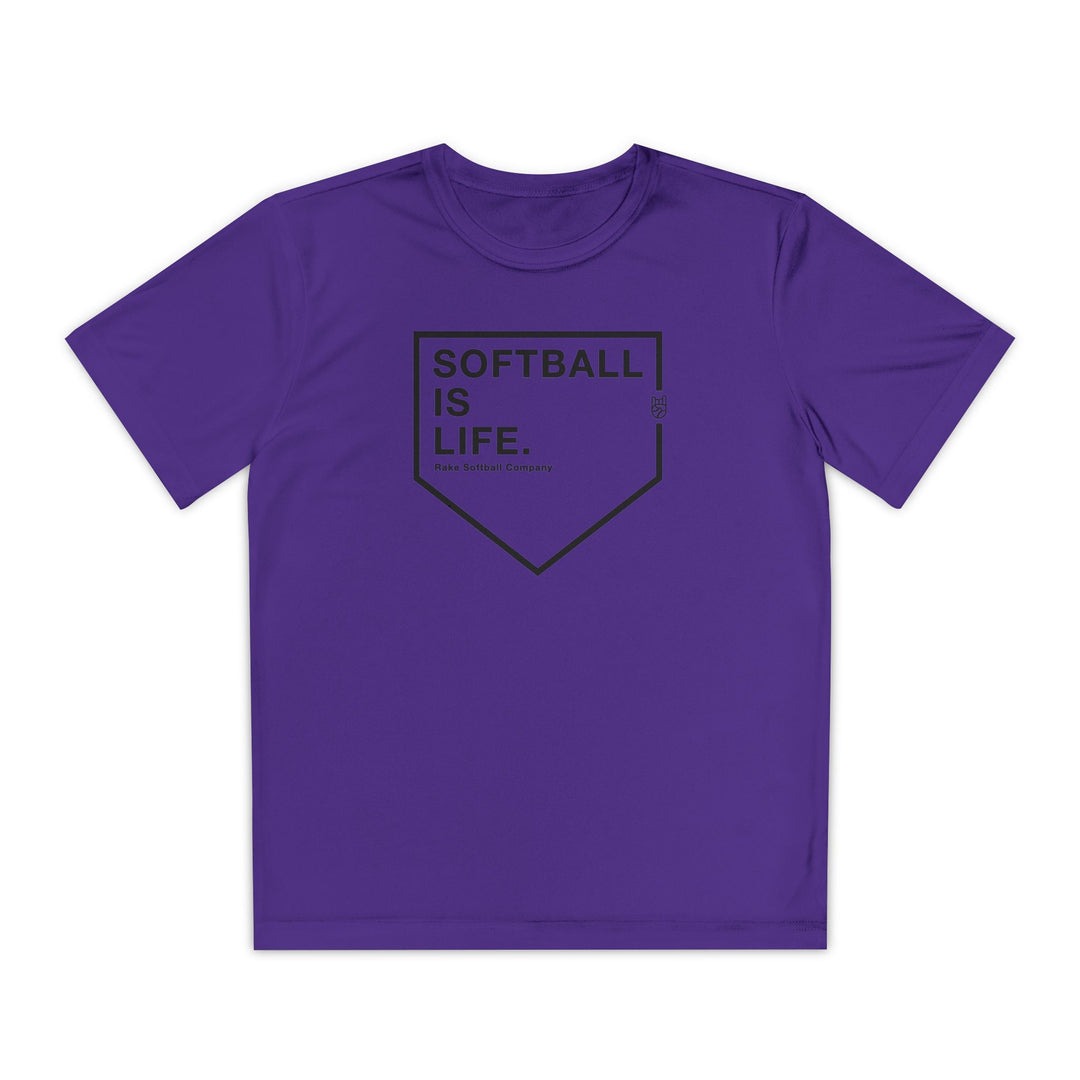 Kids Softball Is Life Dry Fit Tee - Rake Baseball Company - RAKE BASEBALL | BASEBALL T-SHIRT | BASEBALL CLOTHING | GOOD VIBES ONLY