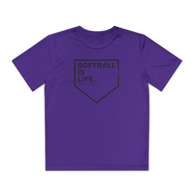 Kids Softball Is Life Dry Fit Tee - Rake Baseball Company - RAKE BASEBALL | BASEBALL T-SHIRT | BASEBALL CLOTHING | GOOD VIBES ONLY