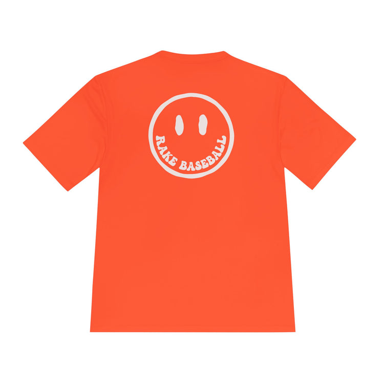 Rake Smile Dry Fit Tee - Rake Baseball Company - RAKE BASEBALL | BASEBALL T-SHIRT | BASEBALL CLOTHING | GOOD VIBES ONLY