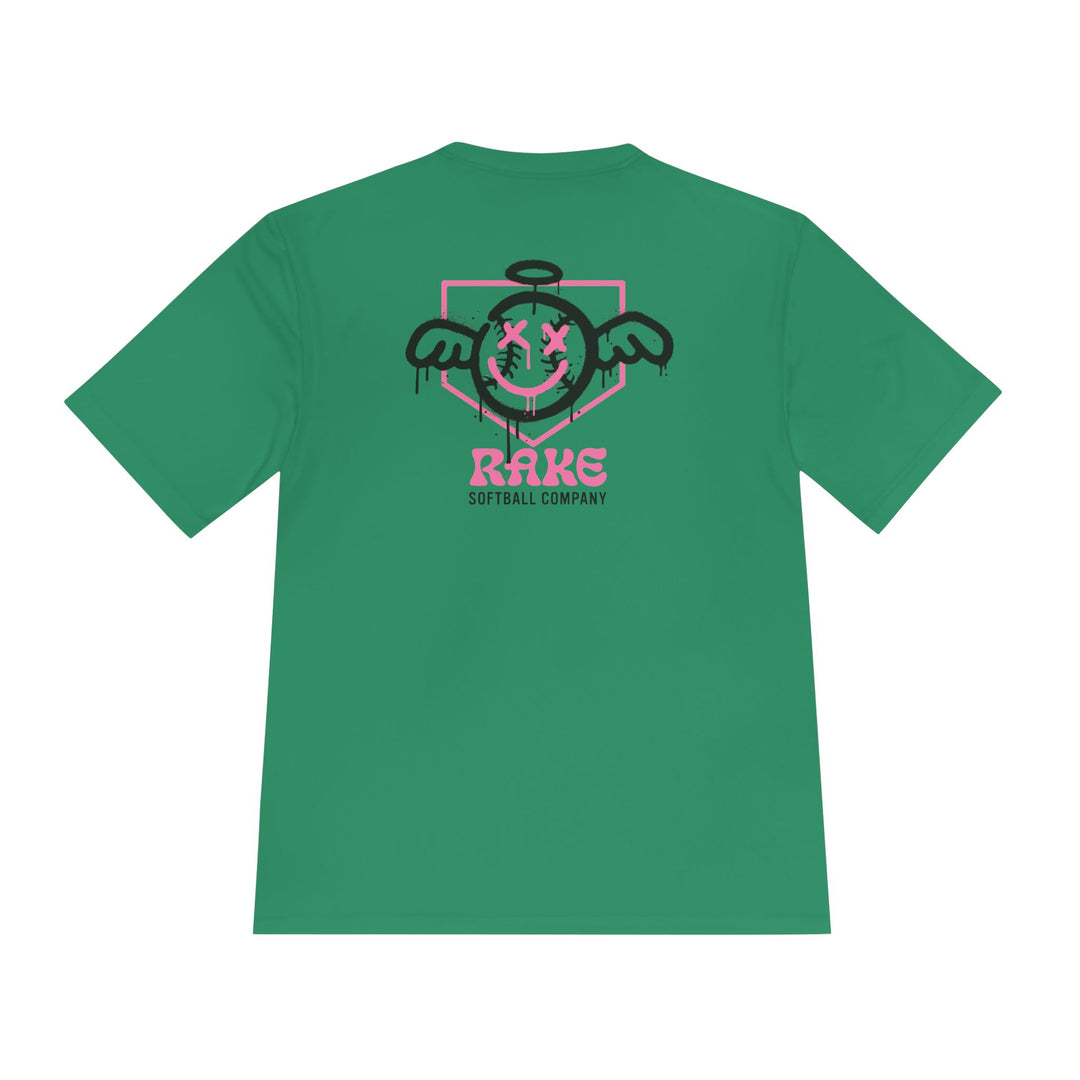 She Angel Drip Softball Dry Fit Tee - Rake Baseball Company - RAKE BASEBALL | BASEBALL T-SHIRT | BASEBALL CLOTHING | GOOD VIBES ONLY