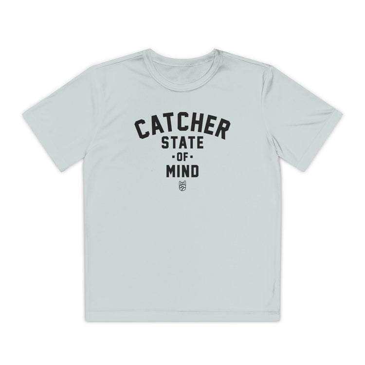 Kids Catcher State Of Mind Dry Fit Tee - Rake Baseball Company - RAKE BASEBALL | BASEBALL T-SHIRT | BASEBALL CLOTHING | GOOD VIBES ONLY