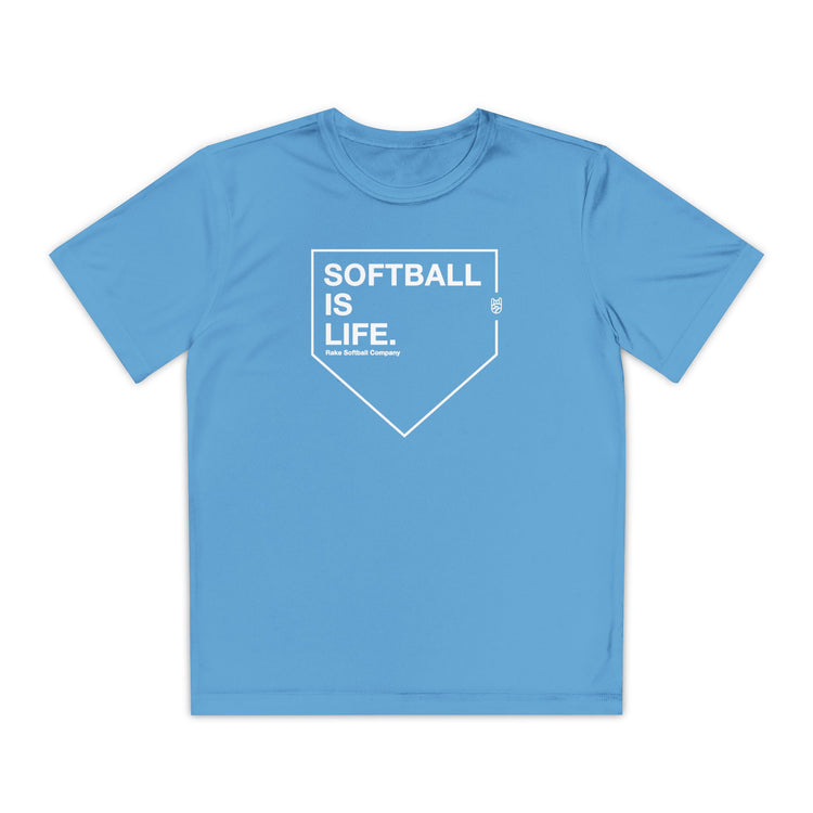 Kids Softball Is Life Dry Fit Tee - Rake Baseball Company - RAKE BASEBALL | BASEBALL T-SHIRT | BASEBALL CLOTHING | GOOD VIBES ONLY