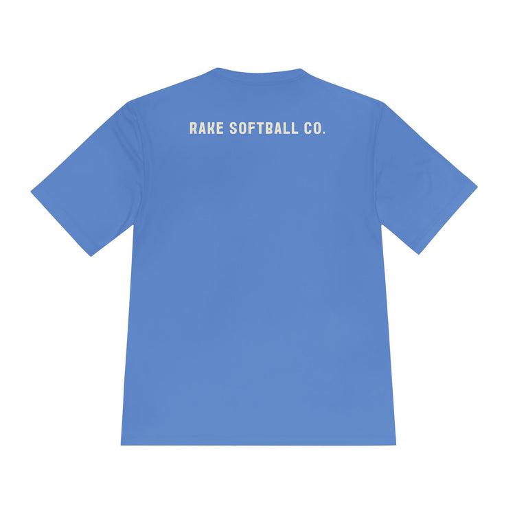 Built To Rake Softball Dry Fit Tee - Rake Baseball Company - RAKE BASEBALL | BASEBALL T-SHIRT | BASEBALL CLOTHING | GOOD VIBES ONLY
