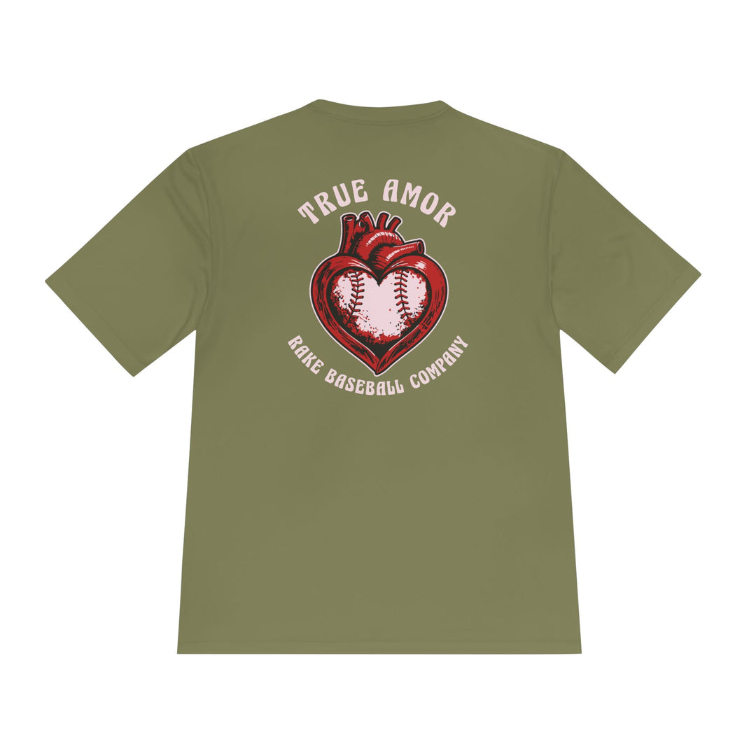 True Amor Baseball Dry Fit Tee - Rake Baseball Company - RAKE BASEBALL | BASEBALL T-SHIRT | BASEBALL CLOTHING | GOOD VIBES ONLY