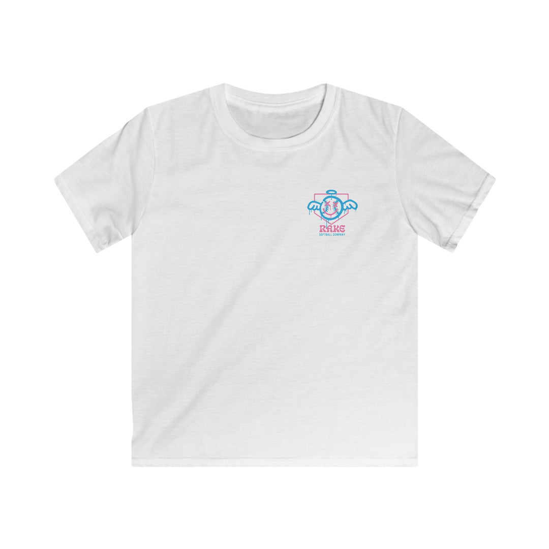 Kids She Angel Drip Softball Tee - Rake Baseball Company - RAKE BASEBALL | BASEBALL T-SHIRT | BASEBALL CLOTHING | GOOD VIBES ONLY