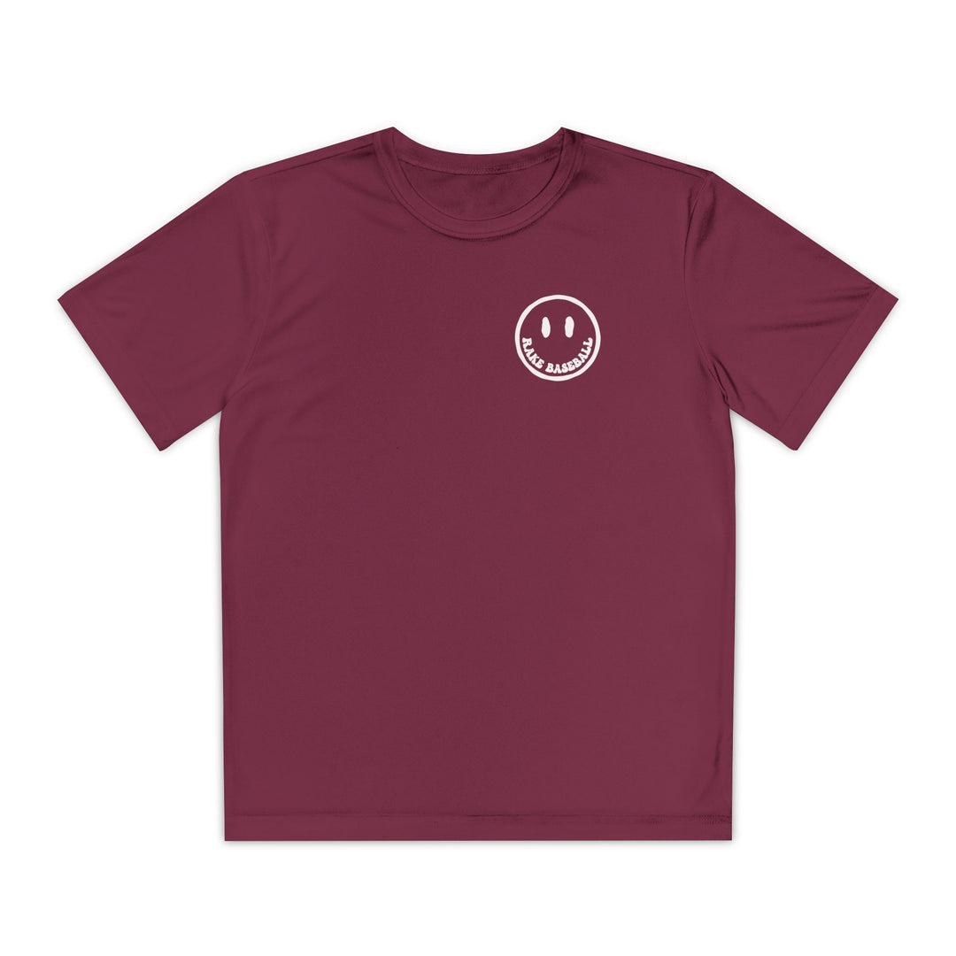 Kids Rake Smile Dry Fit Tee - Rake Baseball Company - RAKE BASEBALL | BASEBALL T-SHIRT | BASEBALL CLOTHING | GOOD VIBES ONLY