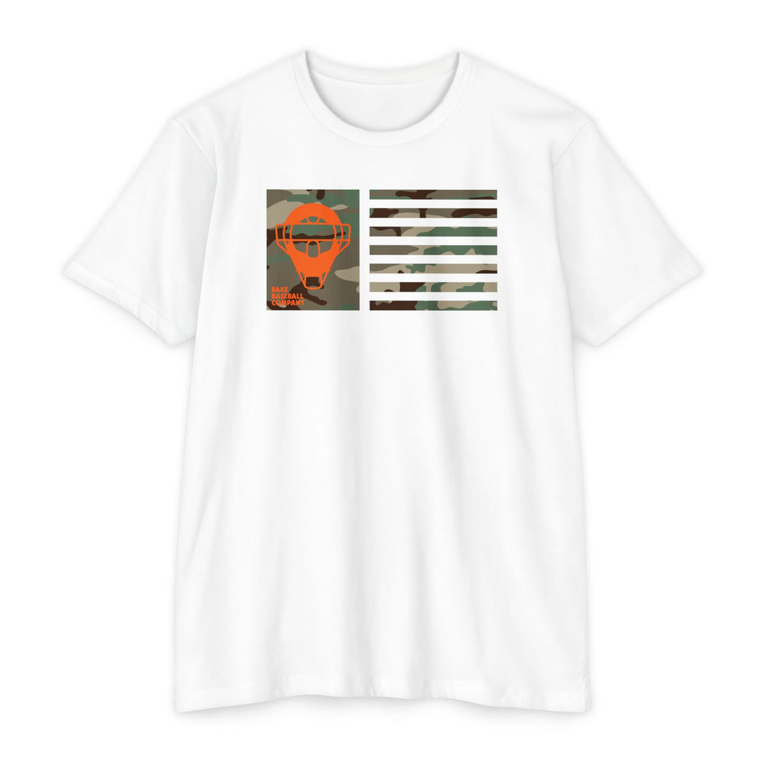 Orange Camo Catcher's Mask Flag Tee