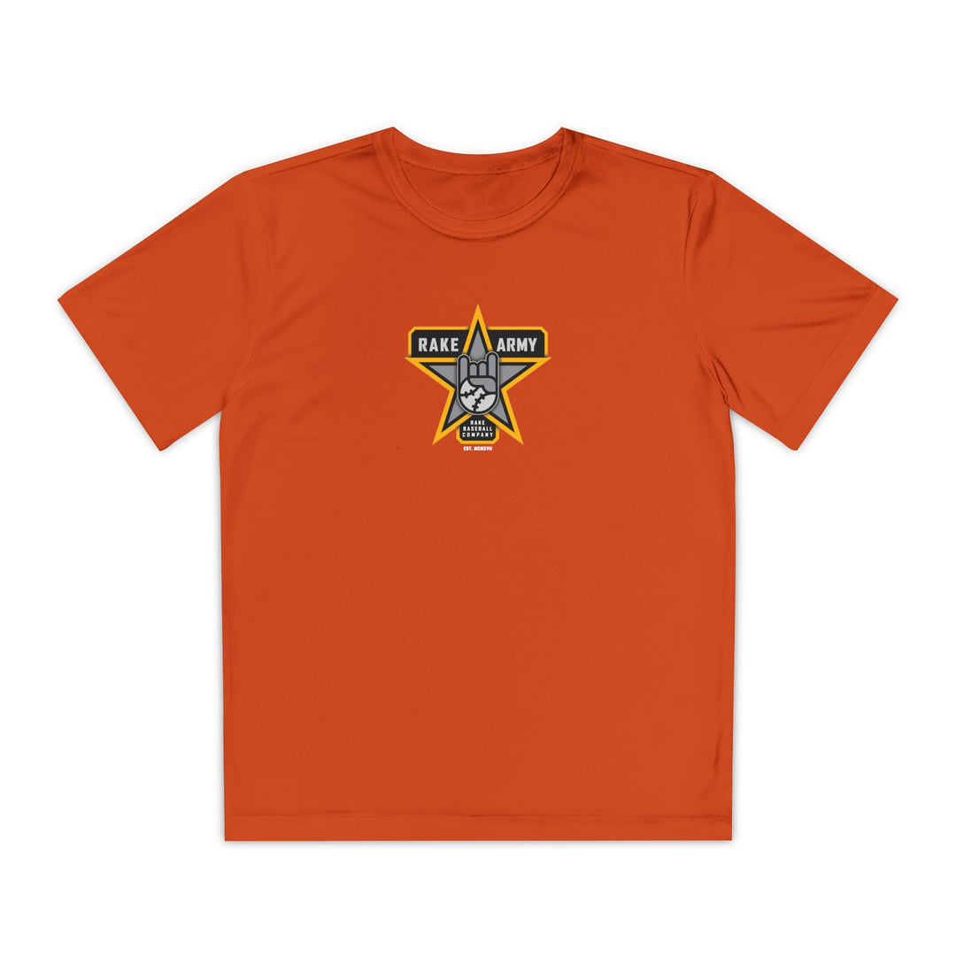 Kids Rake Army Dry Fit Tee - Rake Baseball Company - RAKE BASEBALL | BASEBALL T-SHIRT | BASEBALL CLOTHING | GOOD VIBES ONLY