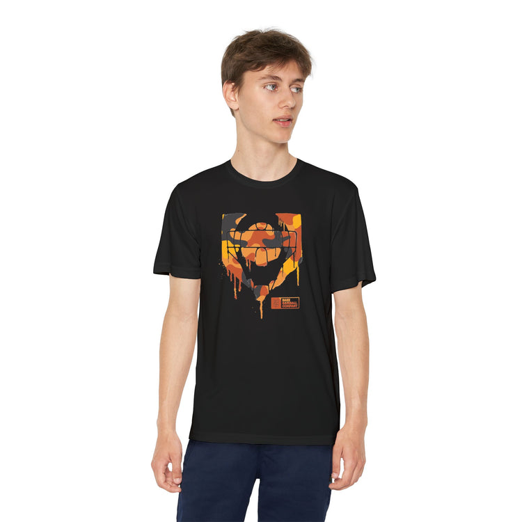 Kids Catcher's Drip Orange Camo Dry Fit Tee - Rake Baseball Company - RAKE BASEBALL | BASEBALL T-SHIRT | BASEBALL CLOTHING | GOOD VIBES ONLY