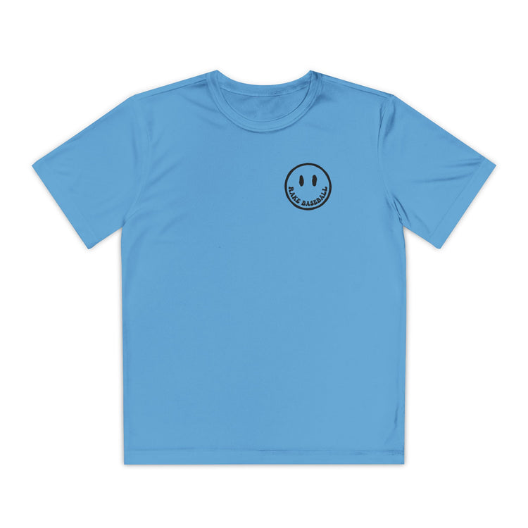 Kids Rake Smile Dry Fit Tee - Rake Baseball Company - RAKE BASEBALL | BASEBALL T-SHIRT | BASEBALL CLOTHING | GOOD VIBES ONLY