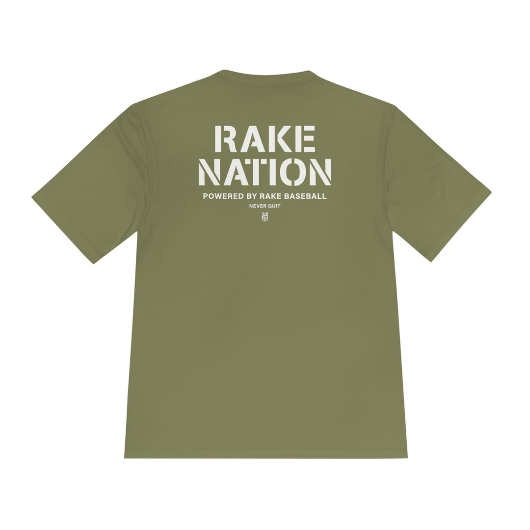 Rake Nation Dry Fit Tee - Rake Baseball Company - RAKE BASEBALL | BASEBALL T-SHIRT | BASEBALL CLOTHING | GOOD VIBES ONLY