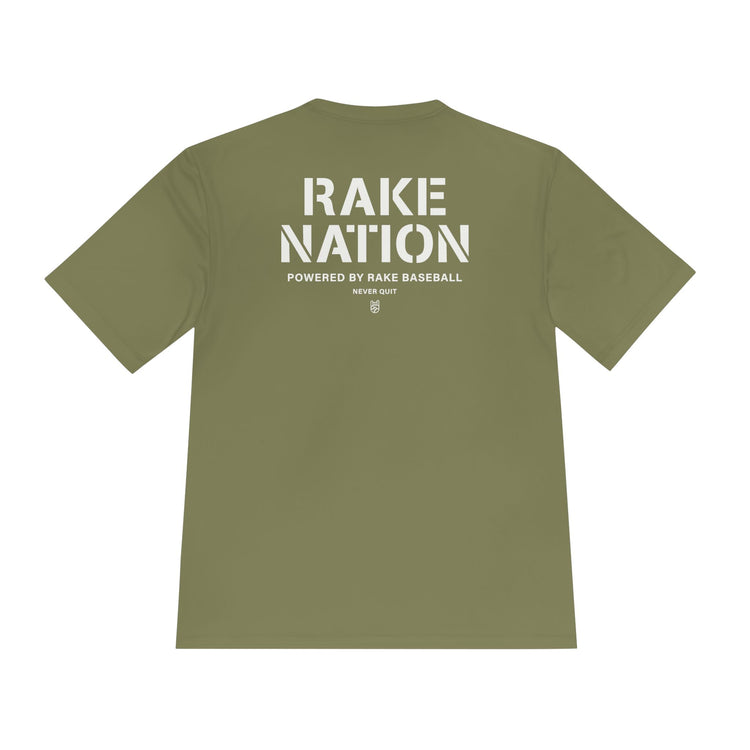 Rake Nation Dry Fit Tee - Rake Baseball Company - RAKE BASEBALL | BASEBALL T-SHIRT | BASEBALL CLOTHING | GOOD VIBES ONLY
