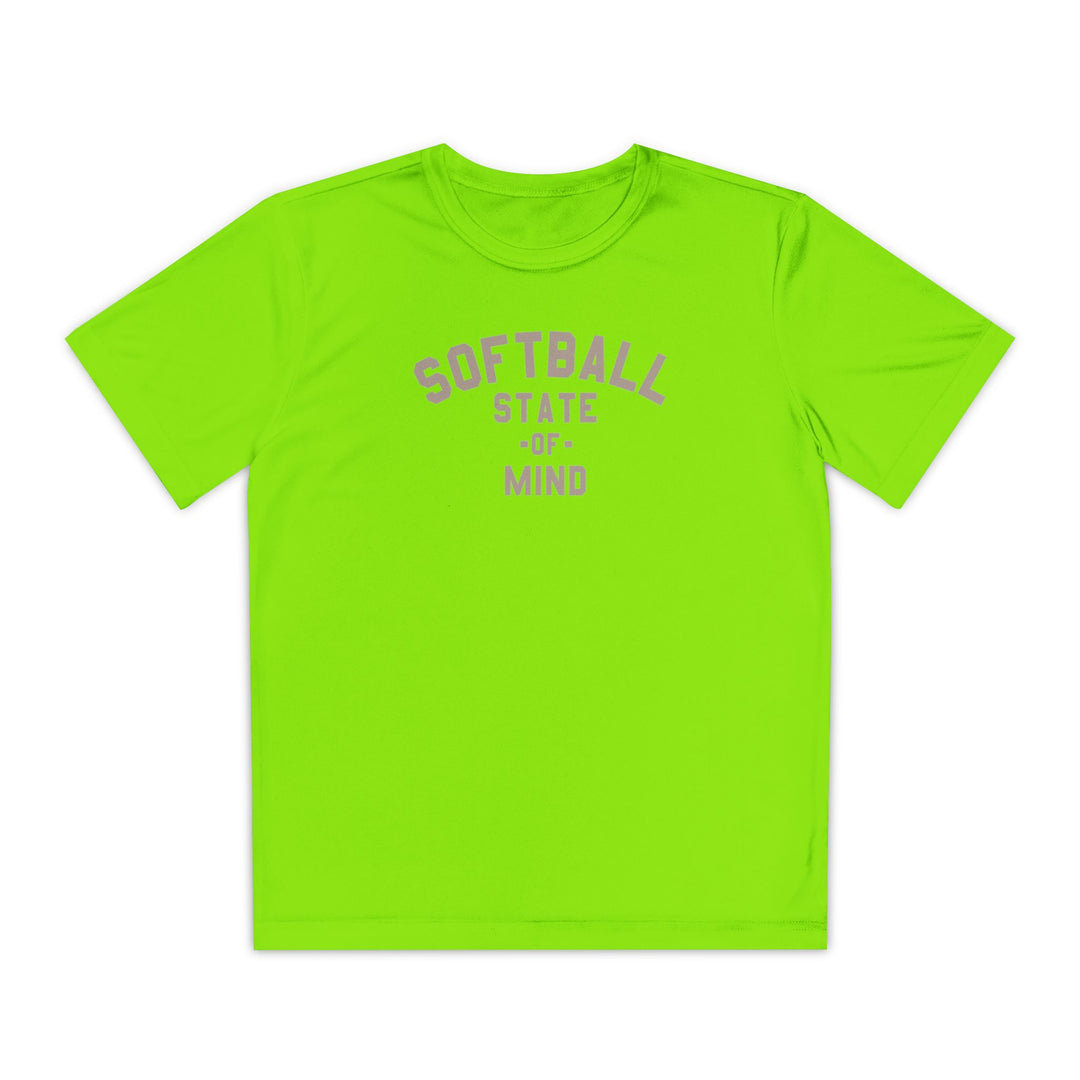 Kids Softball State Of Mind Dry Fit Tee - Rake Baseball Company - RAKE BASEBALL | BASEBALL T-SHIRT | BASEBALL CLOTHING | GOOD VIBES ONLY