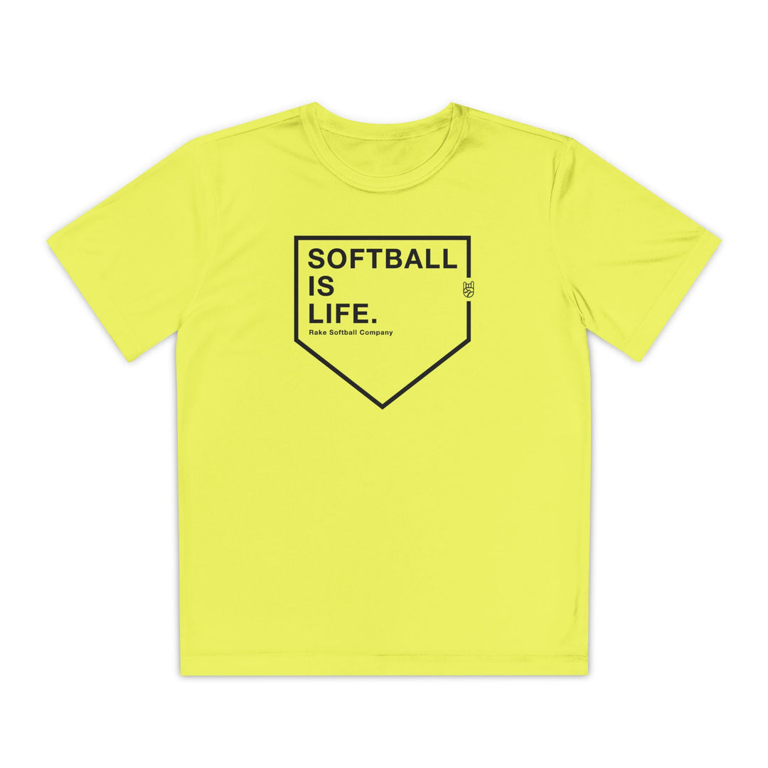 Kids Softball Is Life Dry Fit Tee - Rake Baseball Company - RAKE BASEBALL | BASEBALL T-SHIRT | BASEBALL CLOTHING | GOOD VIBES ONLY