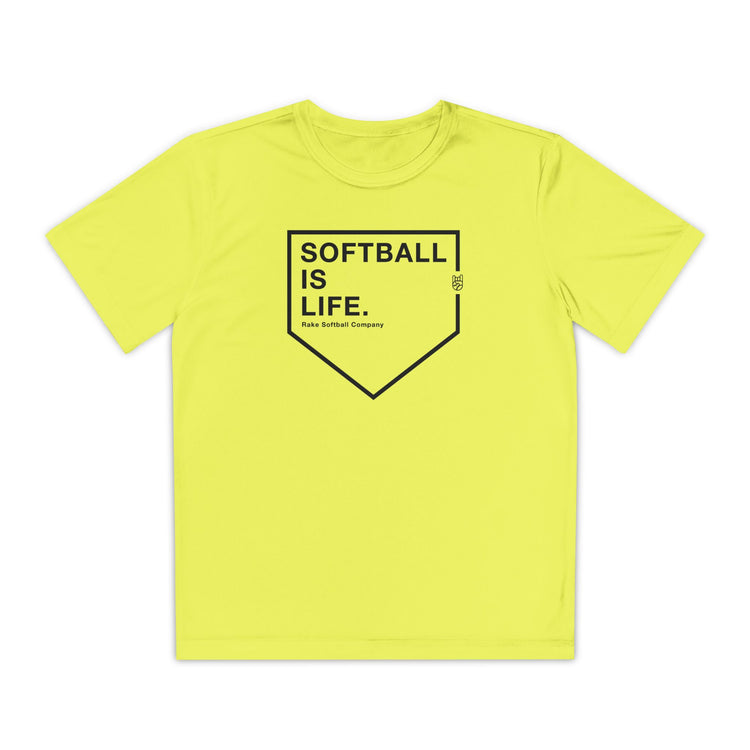 Kids Softball Is Life Dry Fit Tee - Rake Baseball Company - RAKE BASEBALL | BASEBALL T-SHIRT | BASEBALL CLOTHING | GOOD VIBES ONLY