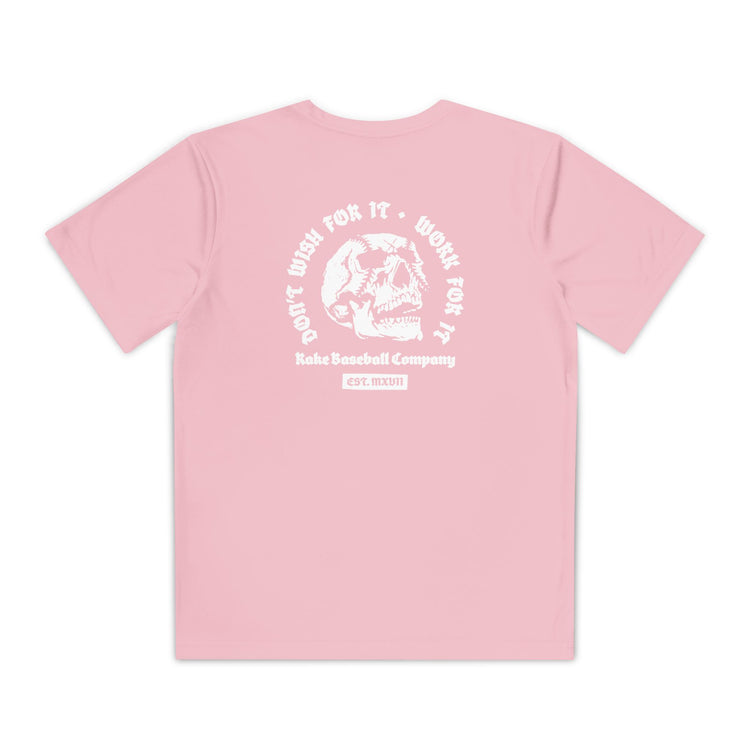 Kids Skull Work For It Dry Fit Tee - Rake Baseball Company - RAKE BASEBALL | BASEBALL T-SHIRT | BASEBALL CLOTHING | GOOD VIBES ONLY