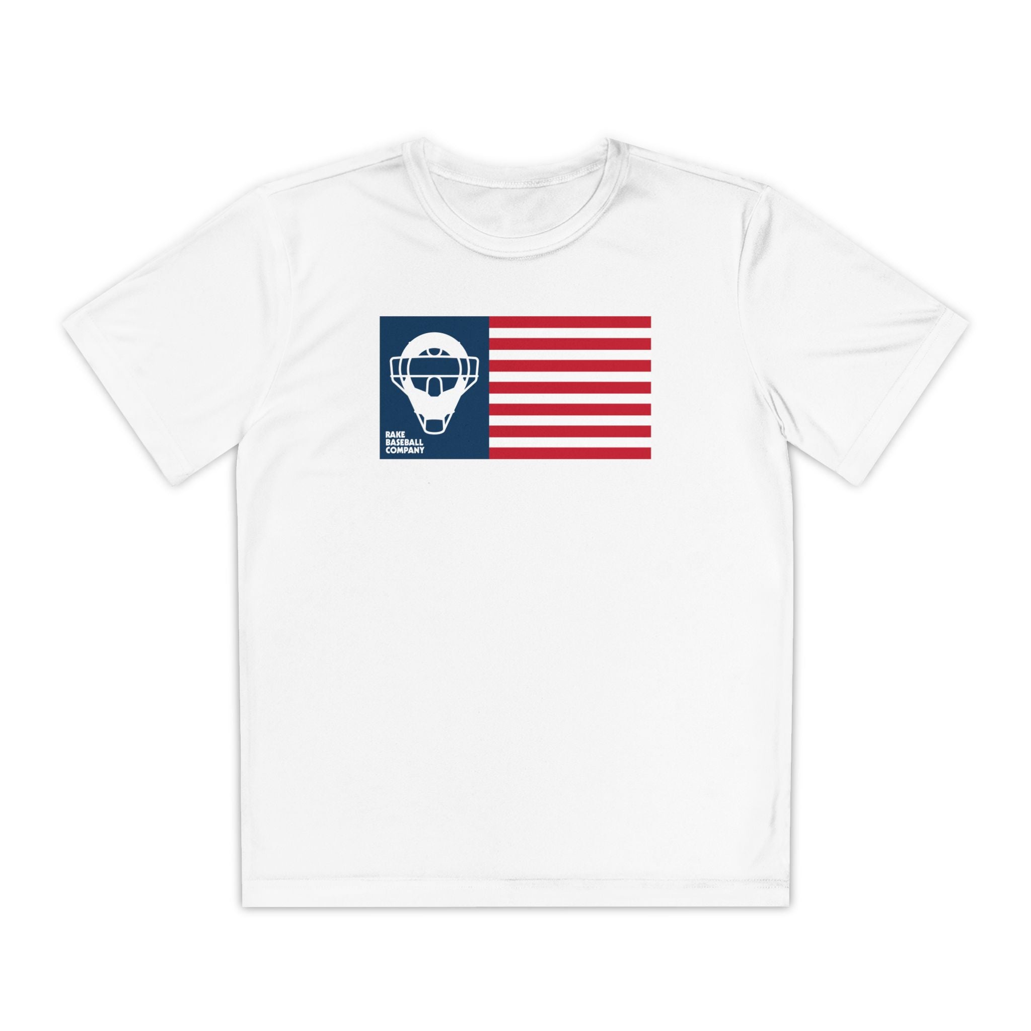Kids Catcher's Mask Flag Dry Fit Tee - Rake Baseball Company - RAKE BASEBALL | BASEBALL T-SHIRT | BASEBALL CLOTHING | GOOD VIBES ONLY
