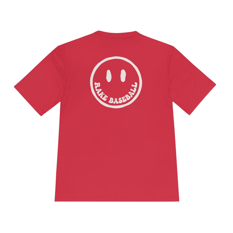 Rake Smile Dry Fit Tee - Rake Baseball Company - RAKE BASEBALL | BASEBALL T-SHIRT | BASEBALL CLOTHING | GOOD VIBES ONLY