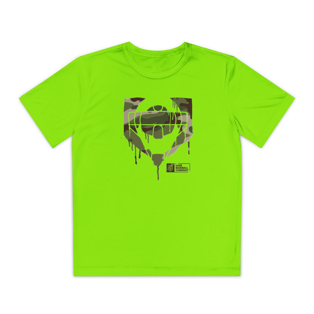 Kids Catcher's Drip Camo Dry Fit Tee - Rake Baseball Company - RAKE BASEBALL | BASEBALL T-SHIRT | BASEBALL CLOTHING | GOOD VIBES ONLY