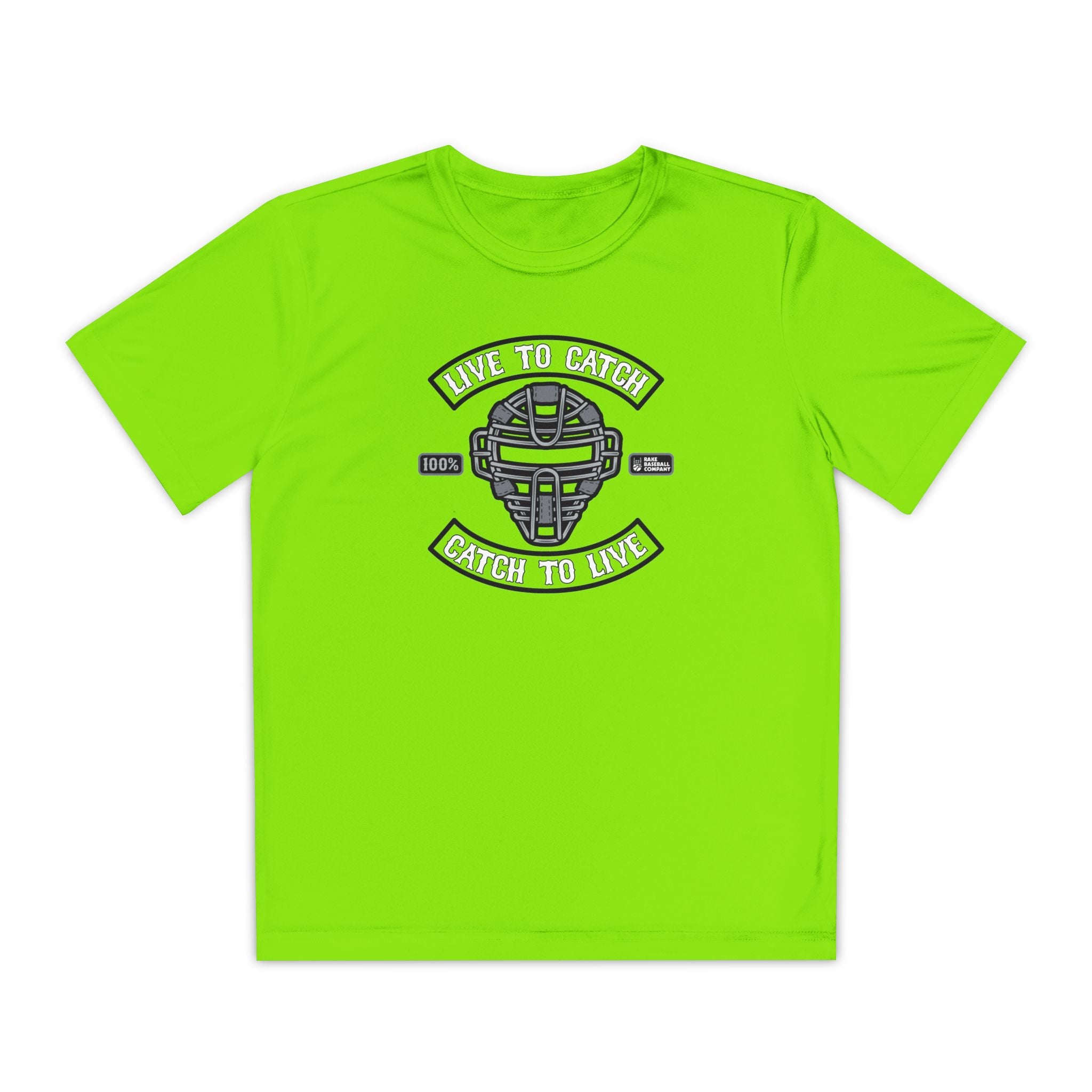 Kids Live To Catch Dry Fit Tee - Rake Baseball Company - RAKE BASEBALL | BASEBALL T-SHIRT | BASEBALL CLOTHING | GOOD VIBES ONLY