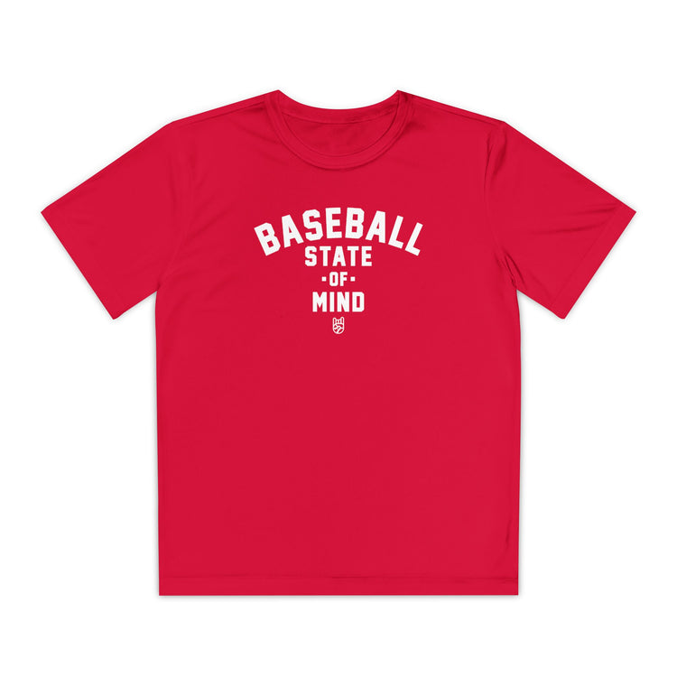 Kids Baseball State Of Mind Dry Fit Tee - Rake Baseball Company - RAKE BASEBALL | BASEBALL T-SHIRT | BASEBALL CLOTHING | GOOD VIBES ONLY