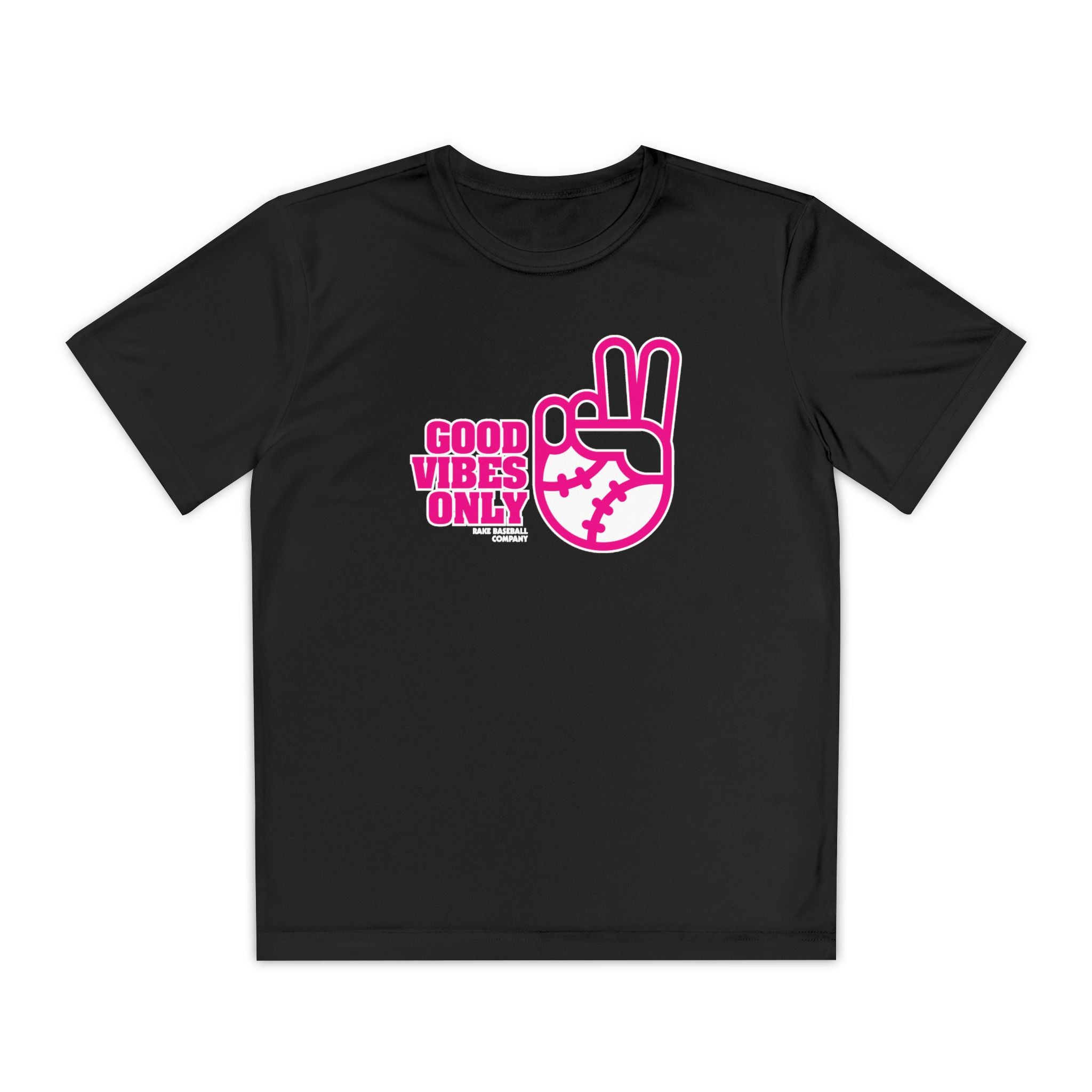Kids Good Vibes Only Dry Fit Tee - Rake Baseball Company - RAKE BASEBALL | BASEBALL T-SHIRT | BASEBALL CLOTHING | GOOD VIBES ONLY