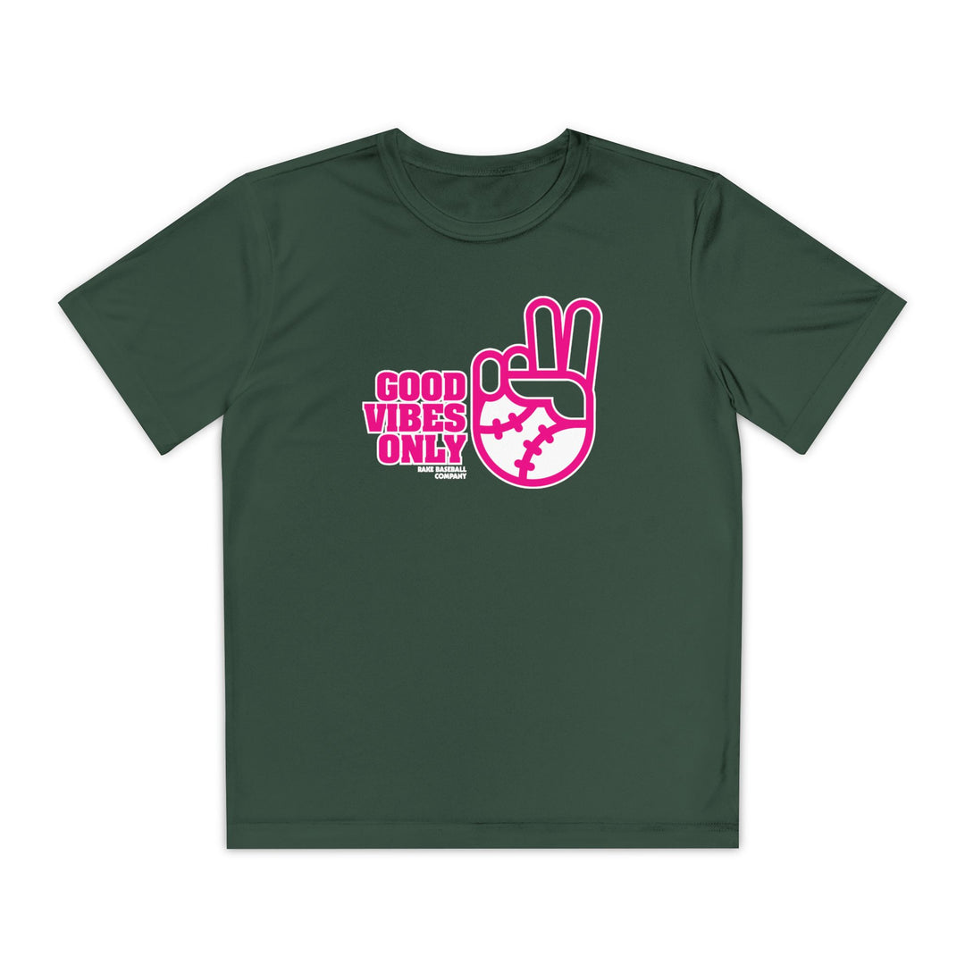 Kids Good Vibes Only Dry Fit Tee - Rake Baseball Company - RAKE BASEBALL | BASEBALL T-SHIRT | BASEBALL CLOTHING | GOOD VIBES ONLY