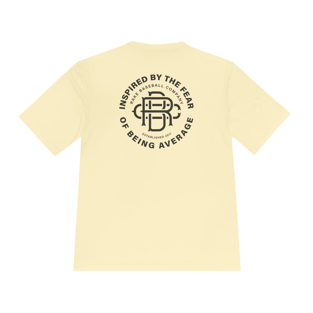 Fear of Being Average Dry Fit Tee - Rake Baseball Company - RAKE BASEBALL | BASEBALL T-SHIRT | BASEBALL CLOTHING | GOOD VIBES ONLY