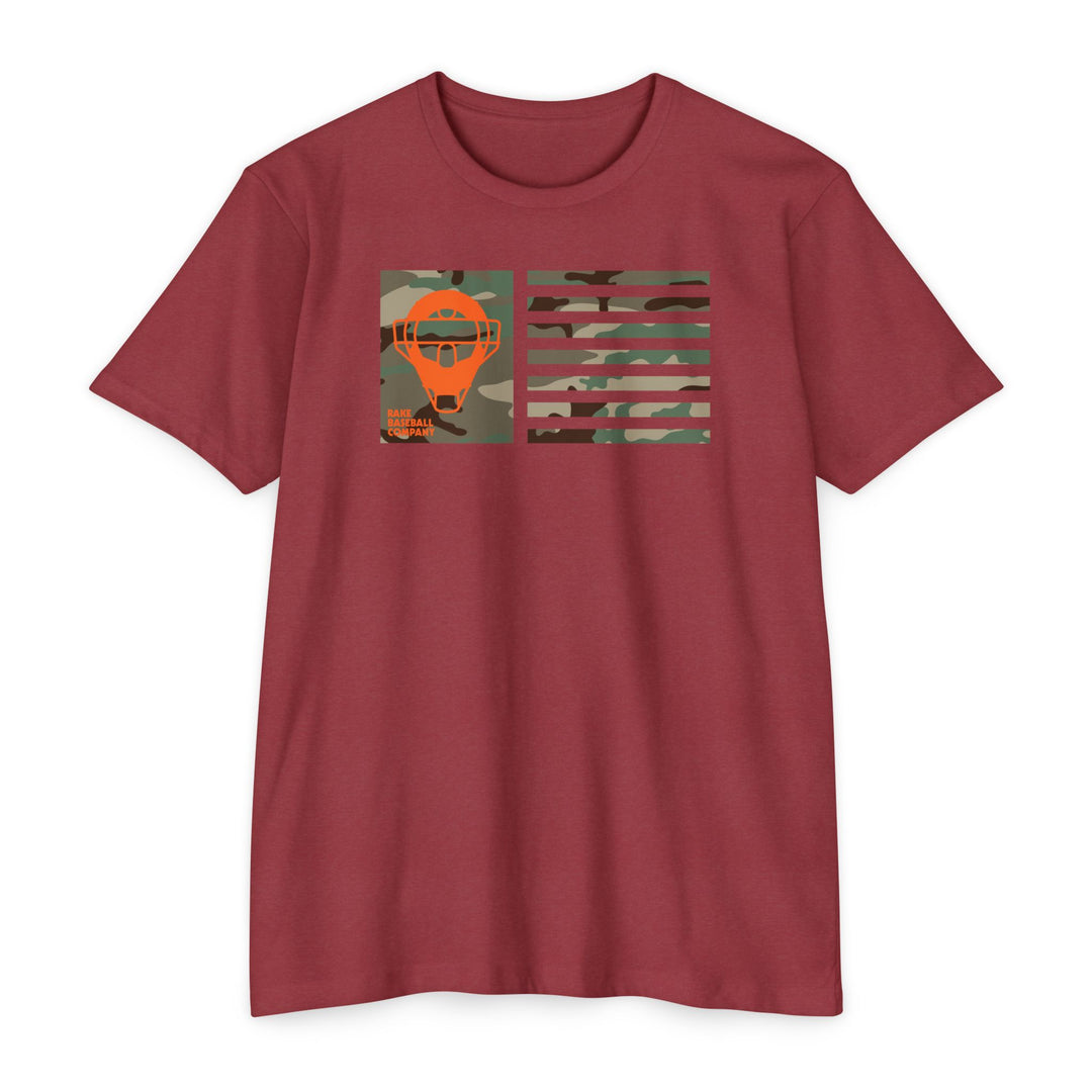Orange Camo Catcher's Mask Flag Tee