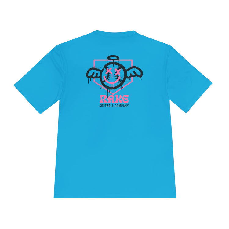 She Angel Drip Softball Dry Fit Tee - Rake Baseball Company - RAKE BASEBALL | BASEBALL T-SHIRT | BASEBALL CLOTHING | GOOD VIBES ONLY