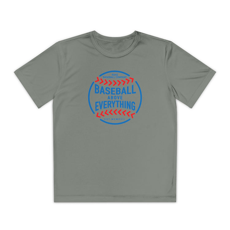 Kids Baseball Above Everything Dry Fit Tee - Rake Baseball Company - RAKE BASEBALL | BASEBALL T-SHIRT | BASEBALL CLOTHING | GOOD VIBES ONLY