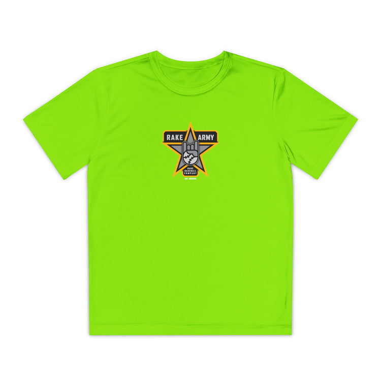 Kids Rake Army Dry Fit Tee - Rake Baseball Company - RAKE BASEBALL | BASEBALL T-SHIRT | BASEBALL CLOTHING | GOOD VIBES ONLY