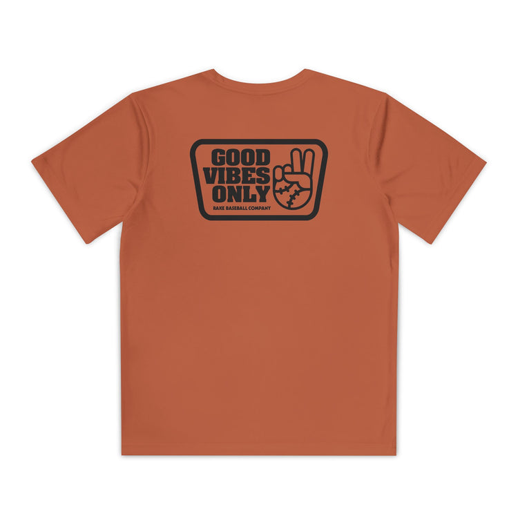 Kids Good Vibes Only Box Dry Fit Tee - Rake Baseball Company - RAKE BASEBALL | BASEBALL T-SHIRT | BASEBALL CLOTHING | GOOD VIBES ONLY
