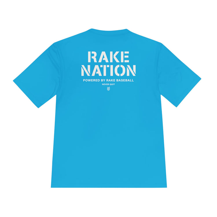 Rake Nation Dry Fit Tee - Rake Baseball Company - RAKE BASEBALL | BASEBALL T-SHIRT | BASEBALL CLOTHING | GOOD VIBES ONLY