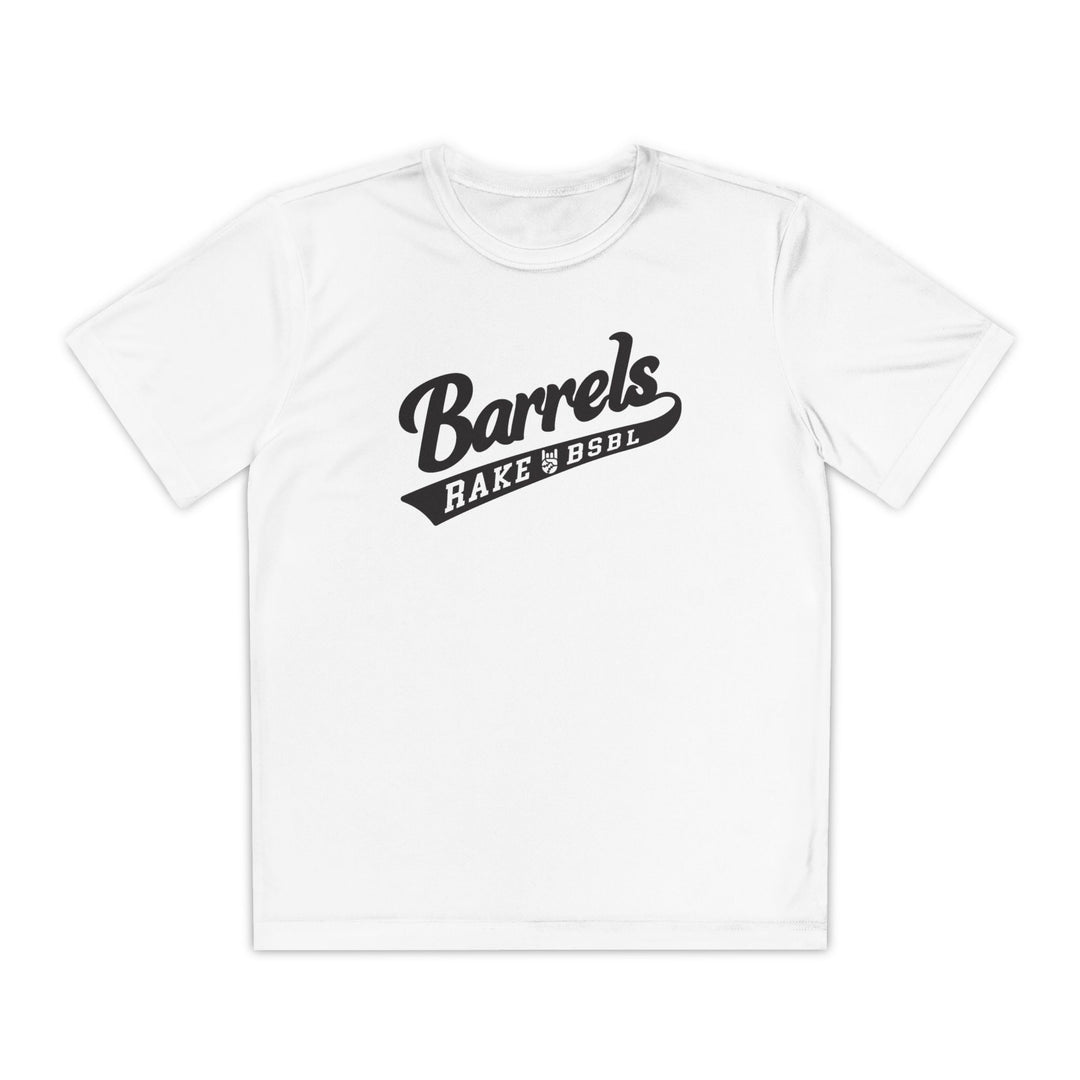 Kids Barrels Dry Fit Tee - Rake Baseball Company - RAKE BASEBALL | BASEBALL T-SHIRT | BASEBALL CLOTHING | GOOD VIBES ONLY