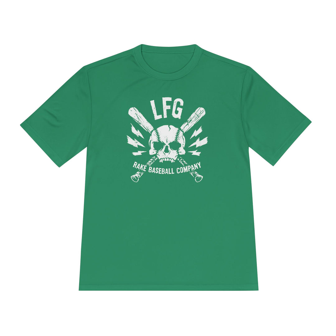 LFG Baseball Skull Dry Fit Tee - Rake Baseball Company - RAKE BASEBALL | BASEBALL T-SHIRT | BASEBALL CLOTHING | GOOD VIBES ONLY