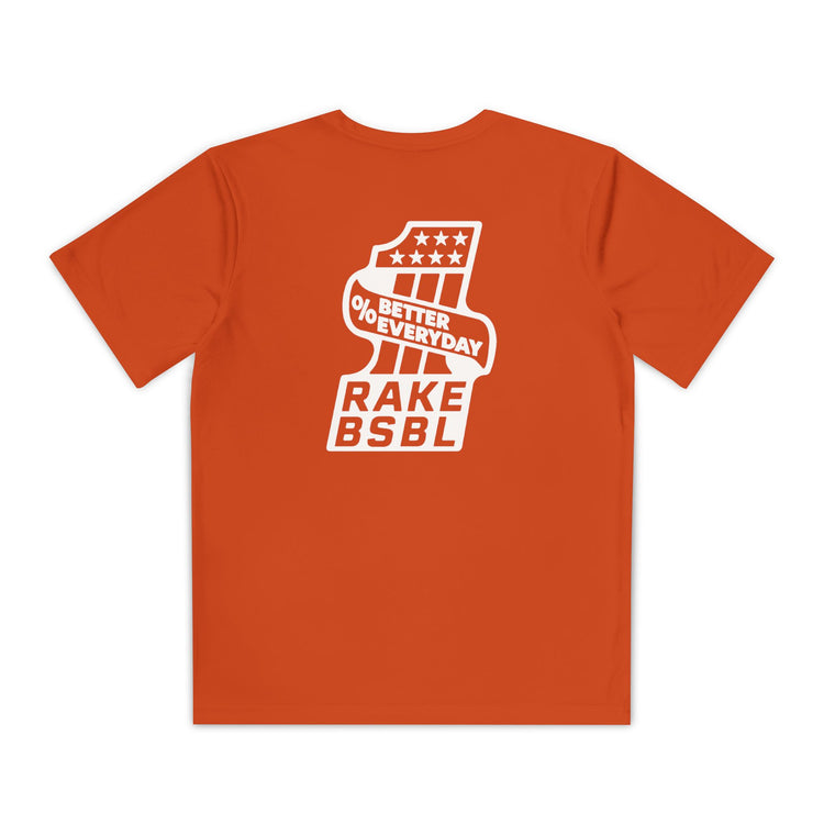 Kids One Percent Better Dry Fit Tee - Rake Baseball Company - RAKE BASEBALL | BASEBALL T-SHIRT | BASEBALL CLOTHING | GOOD VIBES ONLY